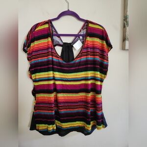 Ambiance Plus Size Striped Top Open Back 2X NWT
